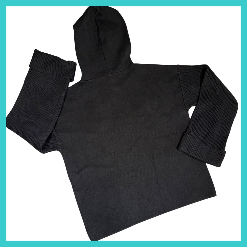 Armani Exchange Black Hoodie Sweater Ribbed Sleeve Womens Oversized Small - Picture 9 of 11